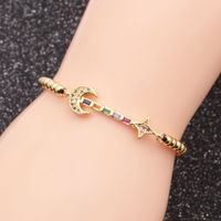 Jewelry Copper Micro-set Zirconium Oval Moon Stars Adjustable Bracelet Gift Wholesale Nihaojewelry main image 4