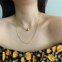 Simple Double Necklace Short Round Bead Necklace Clavicle Chain Neck Chain Choker Wholesale Nihaojewelry sku image 1