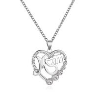 Necklace Diamond Mom Heart Diamond Necklace Gift Love Letter Necklace Wholesale Nihaojewelry sku image 2