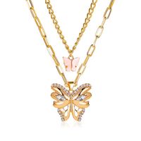 New Necklace Bohemian Fashion Metal Size Butterfly Pendant Double Necklace Wholesale Nihaojewelry sku image 1
