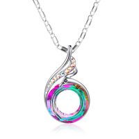 New Necklace Colorful Crystal Peacock Gradient Pendant Necklace Clavicle Chain Wholesale Nihaojewelry sku image 1