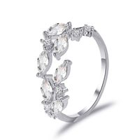 New Ring Fashion Simple Open Crystal Leaf Ring Inlaid Zircon Leaf Ring Wholesale Nihaojewelry sku image 2
