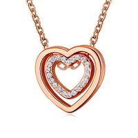 Sweet Heart Shape Alloy Plating Inlay Artificial Gemstones Women's Pendant Necklace sku image 3
