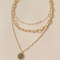 Fashion New Creative Diamond Compass Necklace Oval Chain Multilayer Necklace Wholesale Nihaojewelry sku image 1