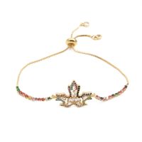 Fashion Jewelry Copper Micro Inlay Zirconium Maple Leaf Adjustable Bracelet Wholesale Nihaojewelry sku image 1