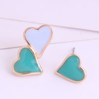 Boutique Korean Fashion Sweet Ol Hit Color Love Asymmetric Earrings Wholesale Nihaojewelry sku image 2