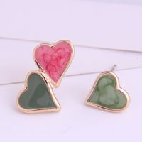 Boutique Korean Fashion Sweet Ol Hit Color Love Asymmetric Earrings Wholesale Nihaojewelry sku image 3
