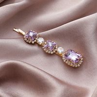 Romantic Star Purple Retro Sweet Purple Rhinestone Pearl Hairpin Bangs Clip Hairpin Wholesale Nihaojewelry main image 4