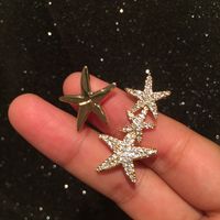 Asymmetrical Star Earrings Holiday Style Five-pointed Star S925 Silver Needle Compact Golden Starfish Earrings Wholesale Nihaojewelry main image 3