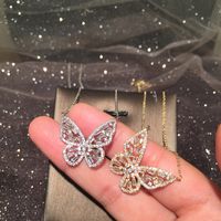 Hollow Butterfly Micro Inlaid Zircon Super Fairy Three-dimensional Butterfly Clavicle Chain Necklace Wholesale Nihaojewelry main image 2