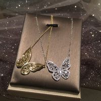 Hollow Butterfly Micro Inlaid Zircon Super Fairy Three-dimensional Butterfly Clavicle Chain Necklace Wholesale Nihaojewelry main image 3