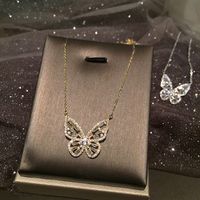 Hollow Butterfly Micro Inlaid Zircon Super Fairy Three-dimensional Butterfly Clavicle Chain Necklace Wholesale Nihaojewelry main image 4