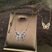 Hollow Butterfly Micro Inlaid Zircon Super Fairy Three-dimensional Butterfly Clavicle Chain Necklace Wholesale Nihaojewelry main image 5