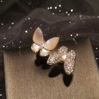 Shell Butterfly Ring Stereo Opening Adjustable Lady Trendy Ring Index Finger Ring Wholesale Nihaojewelry main image 1