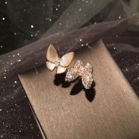 Shell Butterfly Ring Stereo Opening Adjustable Lady Trendy Ring Index Finger Ring Wholesale Nihaojewelry main image 6