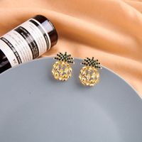 Korean Fashion Diamond 925 Silver Needle Earrings Hollow Design Sense Pineapple Earrings Wholesale Nihaojewelry main image 1