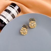 Korean Fashion Diamond 925 Silver Needle Earrings Hollow Design Sense Pineapple Earrings Wholesale Nihaojewelry main image 4