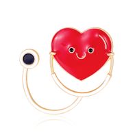 Chaud Créatif Dessin Animé Médical En Forme De Coeur Stéthoscope Goutte D&#39;huile Corsage Accessoires En Gros Nihaojewelry main image 2