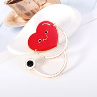 Hot Creative Cartoon Medical Heart-shaped Stethoscope Oil Drop Corsage Accessories  Wholesale Nihaojewelry main image 4