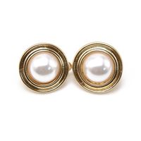 White Round Elegant Earrings Ear Clip Gold Alloy Base White Resin Pearl Ear Clip Wholesale Nihaojewelry main image 6