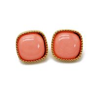 Square Sweet Orange Pink 925 Silver Pin Earrings Summer New Orange Pink Earrings Wholesale Nihaojewelry main image 6