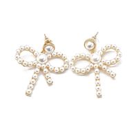 Hersteller Liefern Hohle Schleifen Silberne Nadel Ohrringe Kleine Perlen Elegante Schleifen Ohrringe Süße Ohrringe main image 6