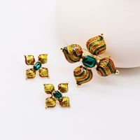 Color Drip Glaze Green Gemstone 925 Silver Pin Earrings Exotic Green Brooch Earrings Wholesale Nihaojewelry main image 1