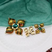 Color Drip Glaze Green Gemstone 925 Silver Pin Earrings Exotic Green Brooch Earrings Wholesale Nihaojewelry main image 3