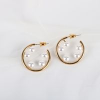Exaggerated Temperament Pearl Earrings 18k Real Gold Plating S925 Silver Needle Ring Earrings Wholesale Nihaojewelry main image 3