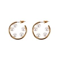 Exaggerated Temperament Pearl Earrings 18k Real Gold Plating S925 Silver Needle Ring Earrings Wholesale Nihaojewelry main image 6