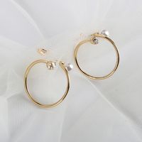 Exaggerated Pearl Earrings 18k Real Gold Plating S925 Silver Needle Ring Earrings Wholesale Nihaojewelry main image 1