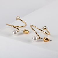 Exaggerated Pearl Earrings 18k Real Gold Plating S925 Silver Needle Ring Earrings Wholesale Nihaojewelry main image 3