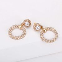 Pearl Earrings Korean Popular Jewelry 925 Silver Pin Gold Stud Earrings Hollow Pattern Earrings Wholesale Nihaojewelry main image 4