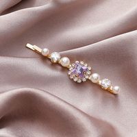 Romantic Star Purple Retro Sweet Purple Rhinestone Pearl Hairpin Bangs Clip Hairpin Wholesale Nihaojewelry sku image 4