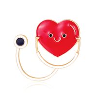 Hot Creative Cartoon Medical Heart-shaped Stethoscope Oil Drop Corsage Accessories  Wholesale Nihaojewelry sku image 1