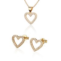 Heart-shaped Necklace Set Hot Sale New Gold-plated Zircon Stud Earrings Wholesale Nihaojewelry sku image 1