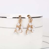 New Popular Golden Pearl Earrings S925 Silver Needle Geometric Irregular Korean Earrings Wholesale Nihaojewelry sku image 1