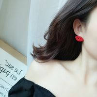 Korean Sexy Flame Red Lips Earrings Hypoallergenic Lips Earrings Exaggerated Fashion Earrings Wholesale Nihaojewelry main image 3