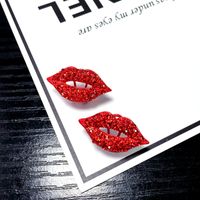 الكورية مثير لهب أحمر شفاه الأقراط هيبوالرجينيك الشفاه الأقراط مبالغ فيها الأزياء الأقراط الجملة Nihaojewelry main image 4
