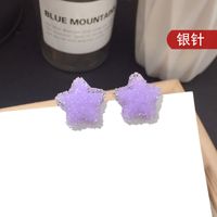 Charming Jewelry Korean New Fashion Five-pointed Star Crystal Texture Acrylic Silver Needle Earrings Wholesale Nihaojewelry sku image 1