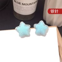 Charming Jewelry Korean New Fashion Five-pointed Star Crystal Texture Acrylic Silver Needle Earrings Wholesale Nihaojewelry sku image 2