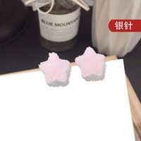 Charming Jewelry Korean New Fashion Five-pointed Star Crystal Texture Acrylic Silver Needle Earrings Wholesale Nihaojewelry sku image 3