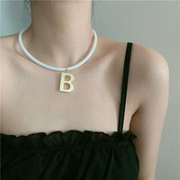 Korea The New Black And White Leather Rope Ring B Letter Pendant Choker Collar Ring Earrings Wholesale Nihaojewelry main image 6