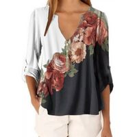 3/4 Length Sleeve Patchwork Casual Printing main image 6