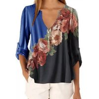 3/4 Length Sleeve Patchwork Casual Printing main image 5
