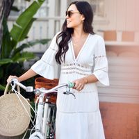 New Cotton Lace Robe Loose Holiday Jumpsuit Long Skirt Beach Swimsuit Smock Wholesale Nihaojewelry main image 5