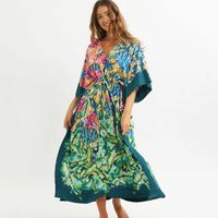 New Dark Green Border Beach Long Skirt Loose Robe Style Holiday Skirt Bikini Blouse Wholesale Nihaojewelry main image 3