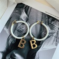 Korea The New Black And White Leather Rope Ring B Letter Pendant Choker Collar Ring Earrings Wholesale Nihaojewelry sku image 3