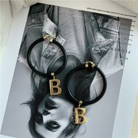 Korea The New Black And White Leather Rope Ring B Letter Pendant Choker Collar Ring Earrings Wholesale Nihaojewelry sku image 4