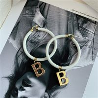 Korea The New Black And White Leather Rope Ring B Letter Pendant Choker Collar Ring Earrings Wholesale Nihaojewelry sku image 1